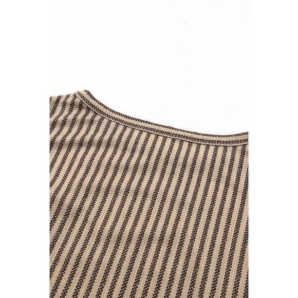 Azura Exchange  Khaki Striped Crew Neck Ruffled Tank Top - Picture 12 of 15